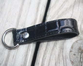 Steampunk Skirt Hiker or Accessory Holder Small Black Faux Leather with Silver D-ring