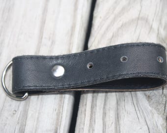 Steampunk Skirt Hiker or Accessory Holder Black Faux Leather with Silver D ring