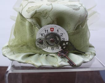 Steampunk Mini Hat Fascinator- Light Green
