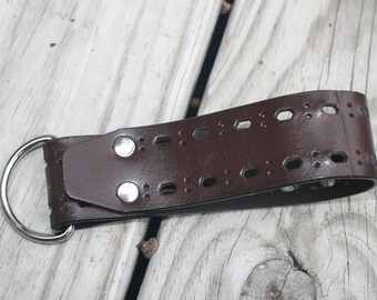 Steampunk Skirt Hiker Accessory Holder Single Faux Leather Dark Brown with D-Ring