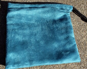 Drawstring Bag- Teal Suede