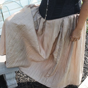 Long Off White Crinkle Fabric Skirt Drawstring Steampunk