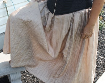 Long Off White Crinkle Fabric Skirt Drawstring Steampunk