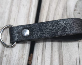 Steampunk Skirt Hiker or Accessory Holder Small Black Faux Leather with Silver D-Ring