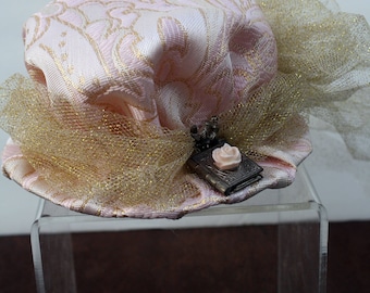 Steampunk Mini Hat Fascinator- Pink and Gold