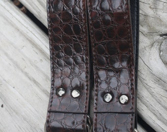 Steampunk Skirt Hiker Pair Dark Brown Faux Leather Snake Skin with Silver D-Rings