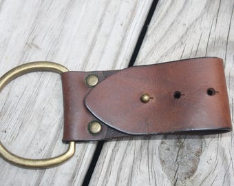 Steampunk Skirt Hiker or Accessory Holder Large Leather with Gold D-ring and Peg and Hole Closure