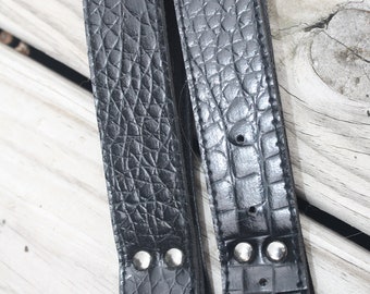 Steampunk Skirt Hikers Pair Black Faux Leather Snake Skin with Silver D-Rings