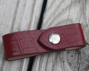 Steampunk Skirt Hiker Single Red Faux Leather with Silver Snap