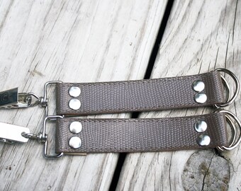 Steampunk Skirt Hiker Pair Faux Leather Dark Grey with Silver D-rings and Silver Clips