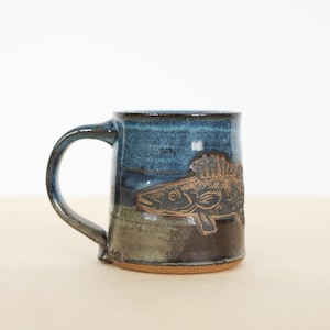 walleye hand-thrown mug . pottery by Lund Studios