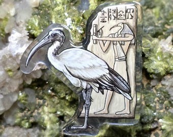 Thoth Ibis Acrylic Pin: Egyptian God, Recycled Materials