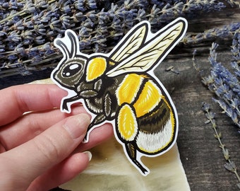 Happy Bumblebee Sticker - 4 inch glossy sticker - Honey Bee Insect Bug Butterfly Rainbow Art Drawing