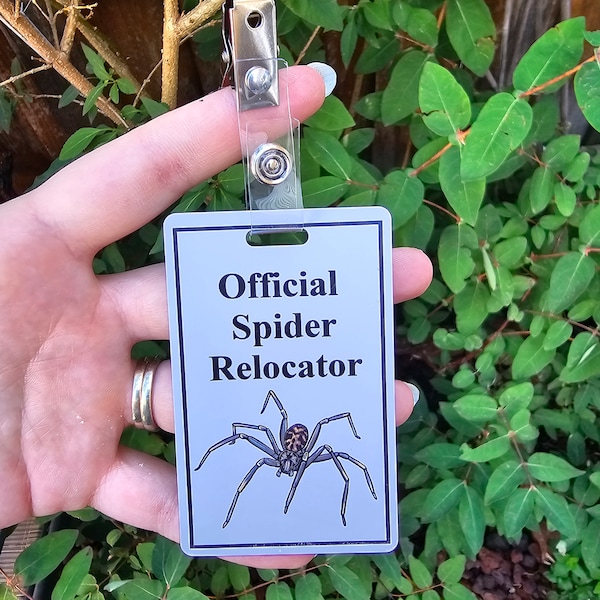 Official Spider Relocator Badge - Arachnid Tag - Waterproof Special Talent Badge -  Cute Con Convention Backpack Accessory ID Bug Insect