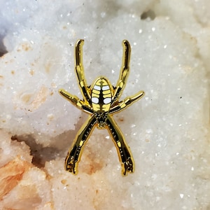 Hard Enam Pin - Yellow Garden Orb Weaver Argiope aurantia - Arachnid Golden Spider Tarantula Wildlife Unique Gift