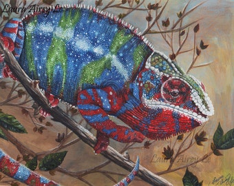 Panther Chameleon - Fine Art Print - By Laura Airey Le - Lizard Reptile Nature Madagascar