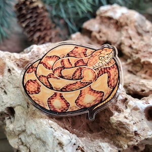 Acrylic Pin - Copperhead Snake - Made with Recycled Materials - Reptile Copper Head Snakes Dragon Venom Venomous Cute Gift
