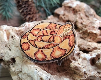 Acrylic Pin - Copperhead Snake - Made with Recycled Materials - Reptile Copper Head Snakes Dragon Venom Venomous Cute Gift