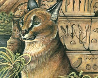 Egyptian Caracal Art Print: North African Wildlife, Ancient