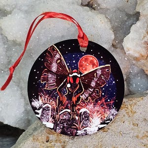 Moth Man Cryptid Christmas Ornament -  Holiday Tree Decoration Waterproof Lightweight Holiday - Bug Santa Hat Mothman