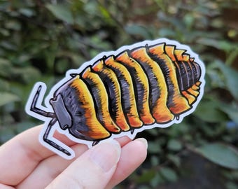 Red Ember Bee Isopod Sticker: Waterproof Art Drawing (3.75 inch)