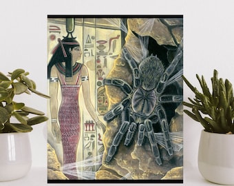 LIMITED EDITION - Egyptian Goddess Neith - 11x14 Fine Art Print - By Laura Airey Le - Middle East Black Tarantula Chaetopelma olivaceum