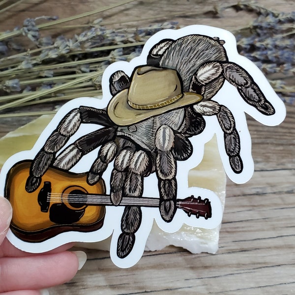 Johnny Cash Tarantula Sticker: Western Art Drawing - 4 inch
