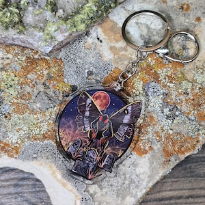 Cryptic Keychains Mothman Acrylic Keychain: Spooky Cryptid Accessory - Etsy