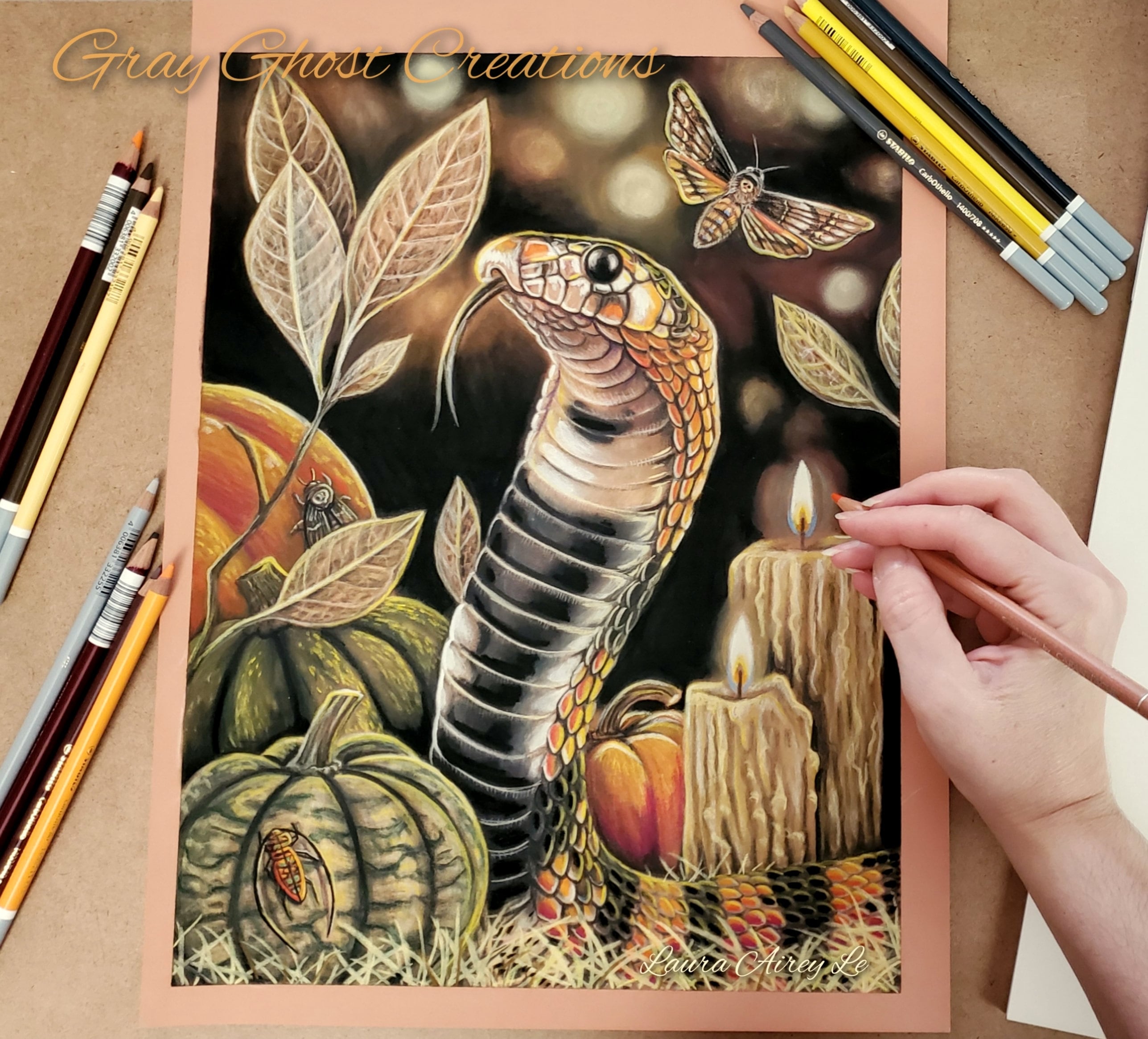 snake 3d Colored Art Drawing