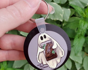 Ghost with Ghost Ornalental Tarantula Pet  - Poecilotheria vittata Acrylic Keychain - Cute Accessory - Waterproof Permanent Spider Arachnid