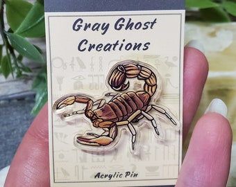Fat Tail Scorpion Acrylic Pin: Recycled Materials
