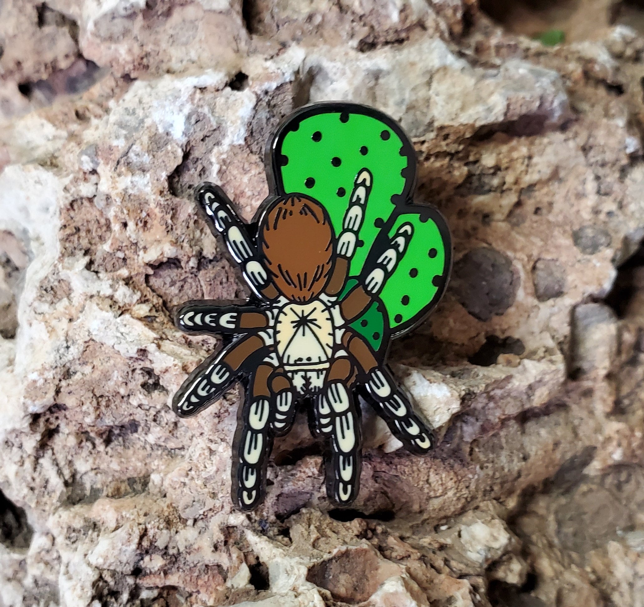 Arizona Blonde Tarantula Hard Enamel Pin: Desert Spider & Cactus