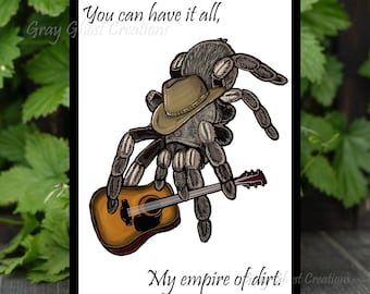Aphonopelma johnnycashi Tarantula - 5x7 print -  Art Drawing Spider Tarantula Western Arachnid Waterproof Country Singer