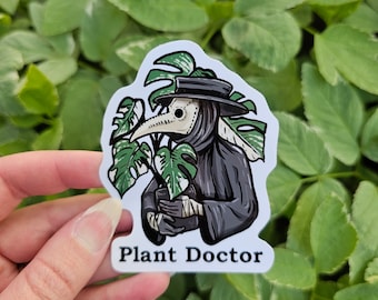 Plague Doctor Monstera Plant Sticker - Cottagecore Plantcore (3 inch)