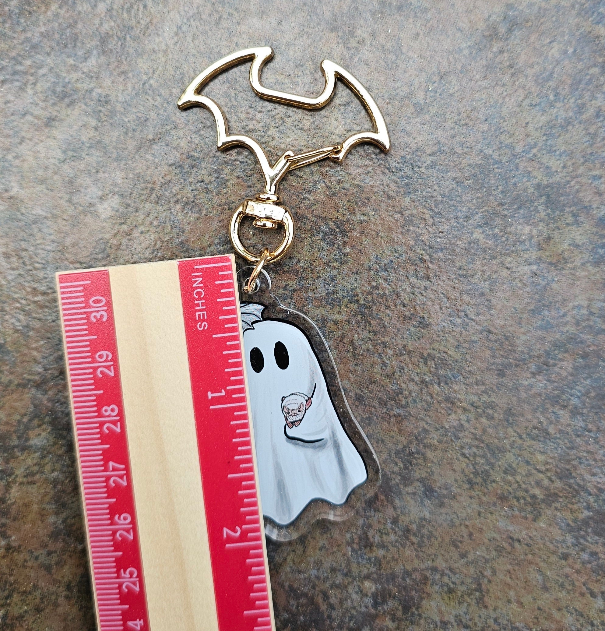Ghost & Bat Acrylic Keychain: Spooky Halloween Accessory - Etsy
