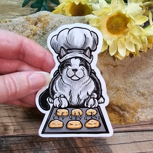 Biscuit Maker Tuxedo Cat Sticker - 4 inch glossy sticker - Feline Kitty Kitten Art Waterproof Biscuits Cat Lion Feline