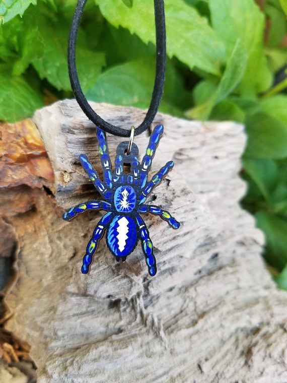 Gooty Sapphire Tarantula - P. Metallica - Wooden Pendant and Necklace