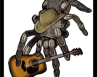 Aphonopelma johnnycashi Tarantula - 5x7 print -  Art Drawing Spider Tarantula Western Arachnid Waterproof Country Singer