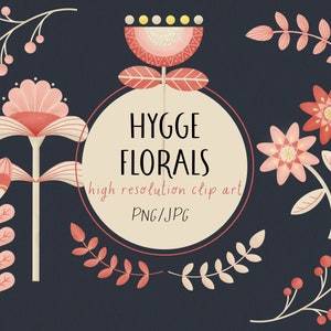 Scandinavian Hygge Floral - Clip Art - Download istantaneo - PNG, JPG