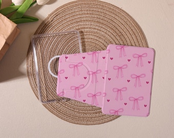 Étui pour Kindle magnétique amovible rose avec motif nœud, housse pour liseuse, réveil/veille automatique, étui pour Kindle 12/11/10, blanc papier 5/6/7, cadeaux pour elle