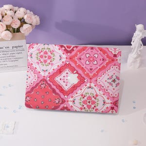 Pink Floral Patchwork MacBook Case,All New MacBook 2025 Air 15/13,Apple Laptop Case,Pro 14/15/16, 2024/2022/2021,M1 M2 M3,Custom Laptop Case