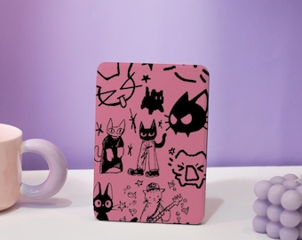 Étui pour Kindle de dessin animé chat noir, couverture Kindle Paperwhite, Paperwhite 6,8 pouces, étui pour Kindle 10/11e, étui acrylique personnalisé Kindle, cadeau de couverture souple