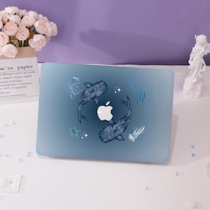 Blue Fish and Jellyfish MacBook Case,New MacBook 2025 Air 15/13,Apple Laptop Sleeves,Pro 13/14/15/16,2024,M1 M2 M3 M4,Custom Laptop Case