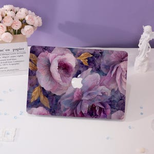 Purple Floral Fantasy MacBook Case Macbook Cover for Air 15 13 11 Macbook Case,Pro 16 15 14 13,2025 2022 2021 2020,Air 13 Custom Laptop Case