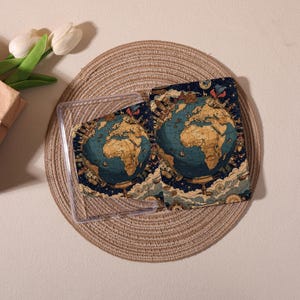 Étui pour Kindle rotatif à 360 degrés avec carte du monde, illustration globe rétro, étui amovible pour Kindle 10e-12e, Paperwhite 10e étui, pochette personnalisée