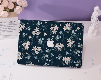 Dark Blue Floral Pattern MacBook Case,All New MacBook 2025 Air 15/13,Apple Laptop Sleeves,Pro 13/14/15/16,2024/2022/2021, Custom Laptop Case