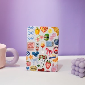 Custodia in acrilico per Kindle con collage rosa e ragazza, con cinturino da polso, Kindle 10/11, custodia PaperWhite, accensione/spegnimento automatici, custodia Paperwhite per Kindle 12