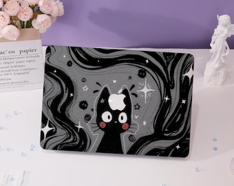 Magical Black Cat Illustration MacBook Case,Macbook Cover for Air 15 Macbook Case,Pro 16 15, Air 13 Laptop Case, Personalization Laptop Case