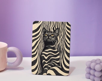Étui Kindle en acrylique rétro géométrique avec chat à rayures pour Kindle 6"/6,8"/7", Paperwhite 1/2/3, Kindle Paperwhite 12/11/10/10, couverture Kindle