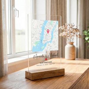 Personalized Map Night Light, Our First Date Custom LED Plaque, Where It All Began Gift, Wedding Anniversary Present, Valentine Decor
